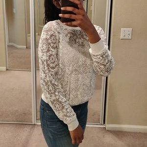 sheer sweatshirt-like shirt